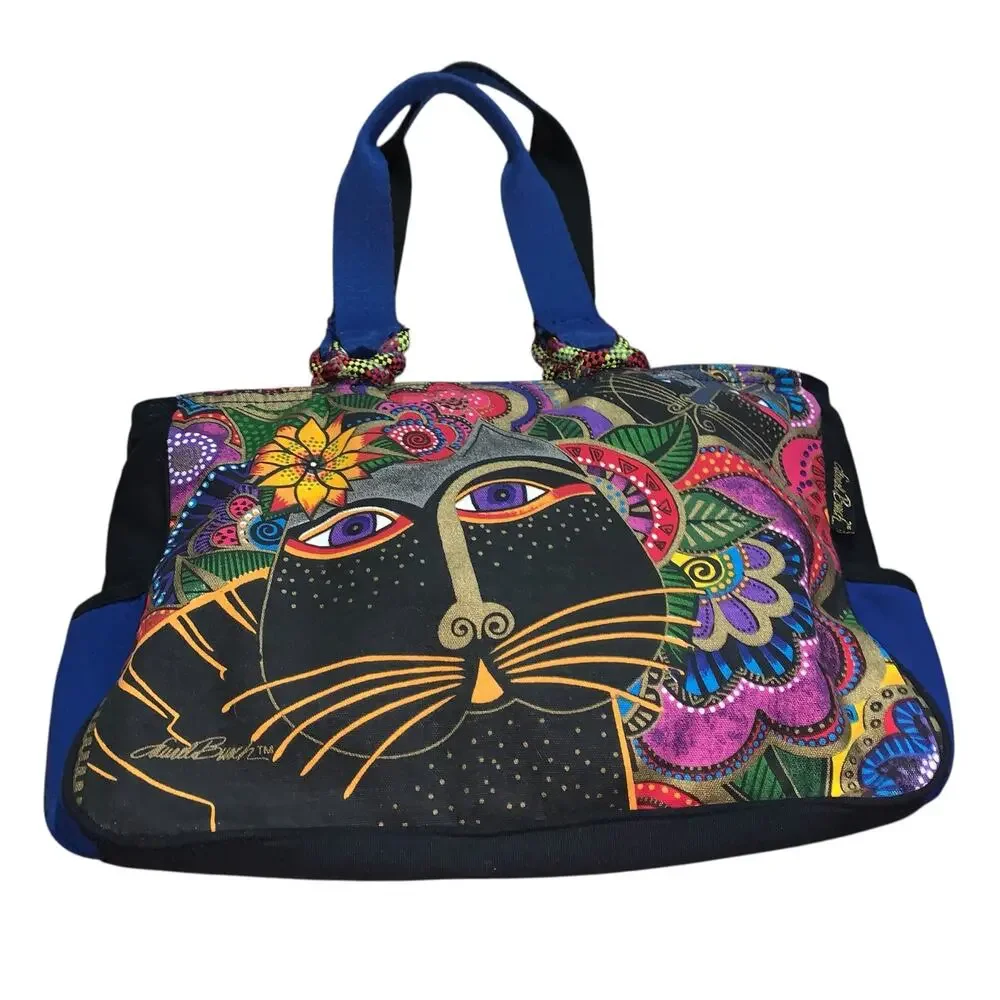 Laurel Burch Carlottas Cat Tote Companion Bag Outer Pockets